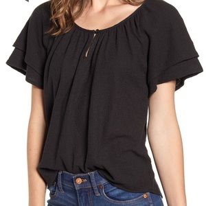 Madewell Texture & Thread Tiered Sleeve Top - Med.